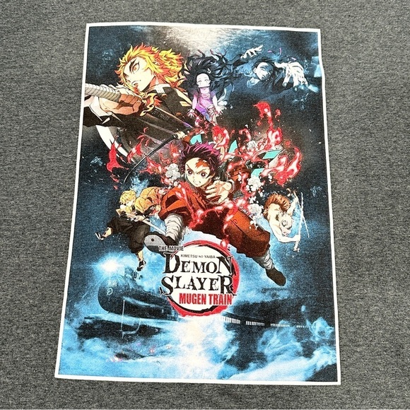 Demon Slayer The Movie Mugen Train Anime Manga Black Graphic T-shirt - Picture 2 of 7